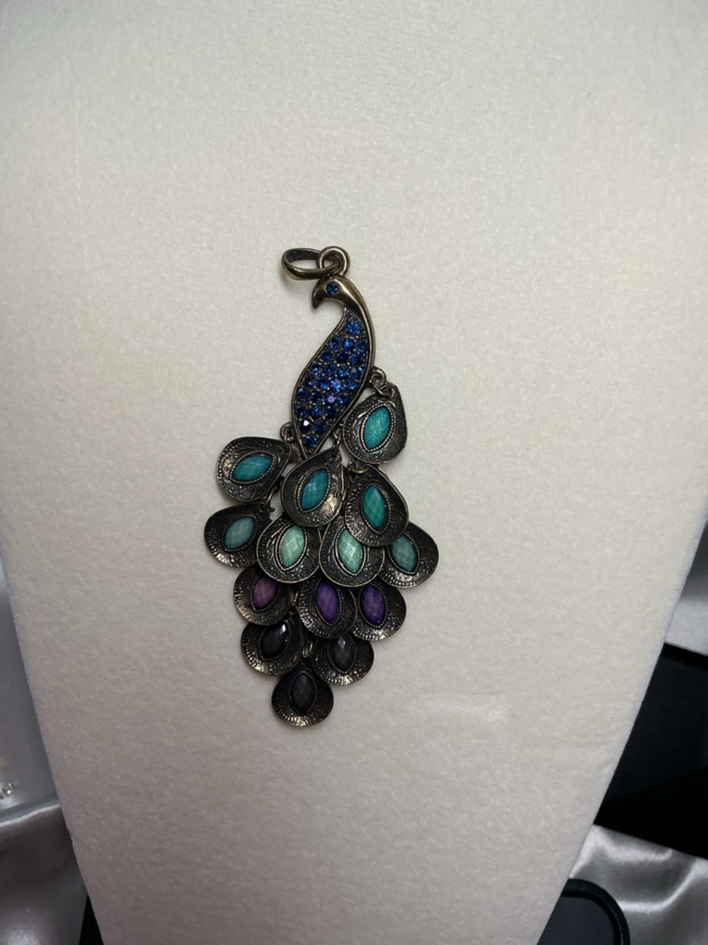 Peacock Drop Pendant Necklace in Blue, Teal & Purple *Pendant Only*